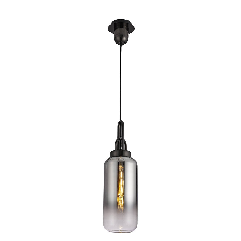 NLK03519 Acme 1 Light Pendant With 30cm Cylinder Glass Black Chrome/Matt Black/Smoked/Clear