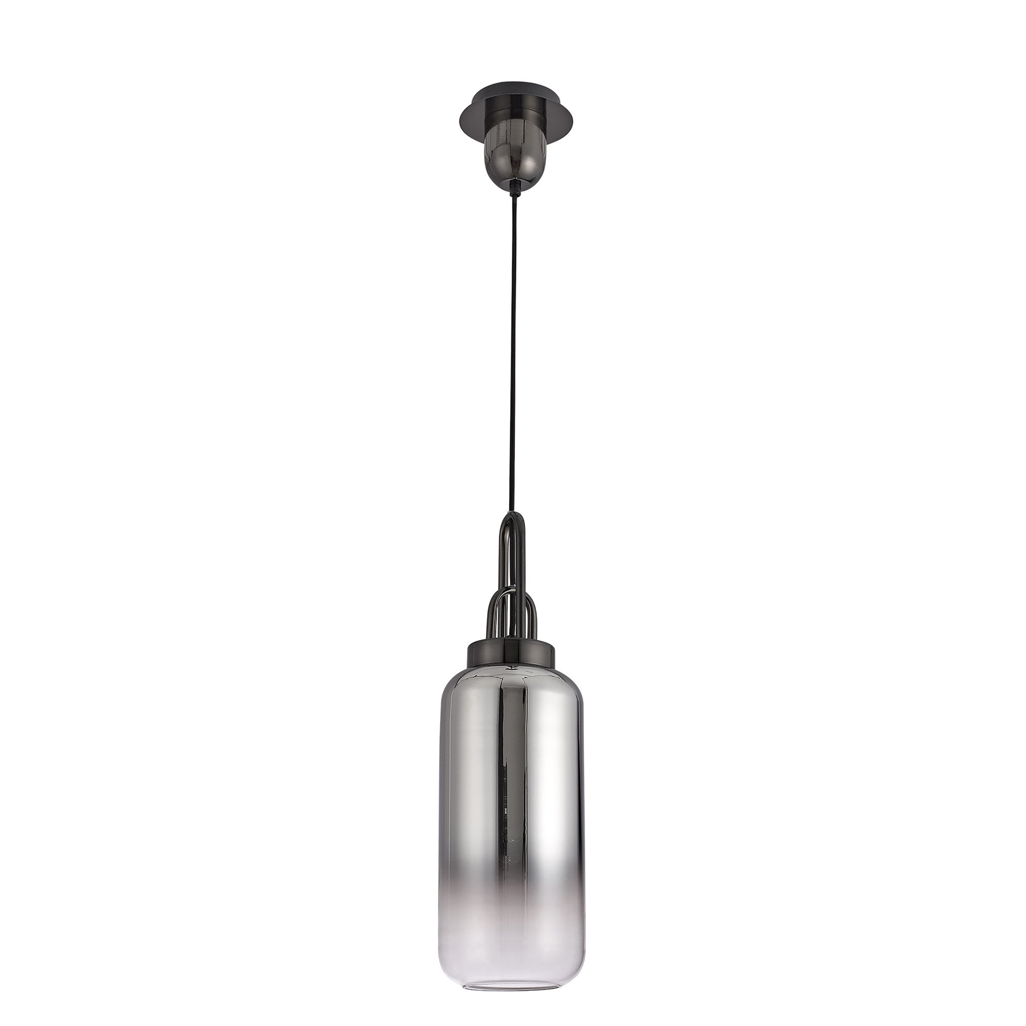 NLK03519 Acme 1 Light Pendant With 30cm Cylinder Glass Black Chrome/Matt Black/Smoked/Clear