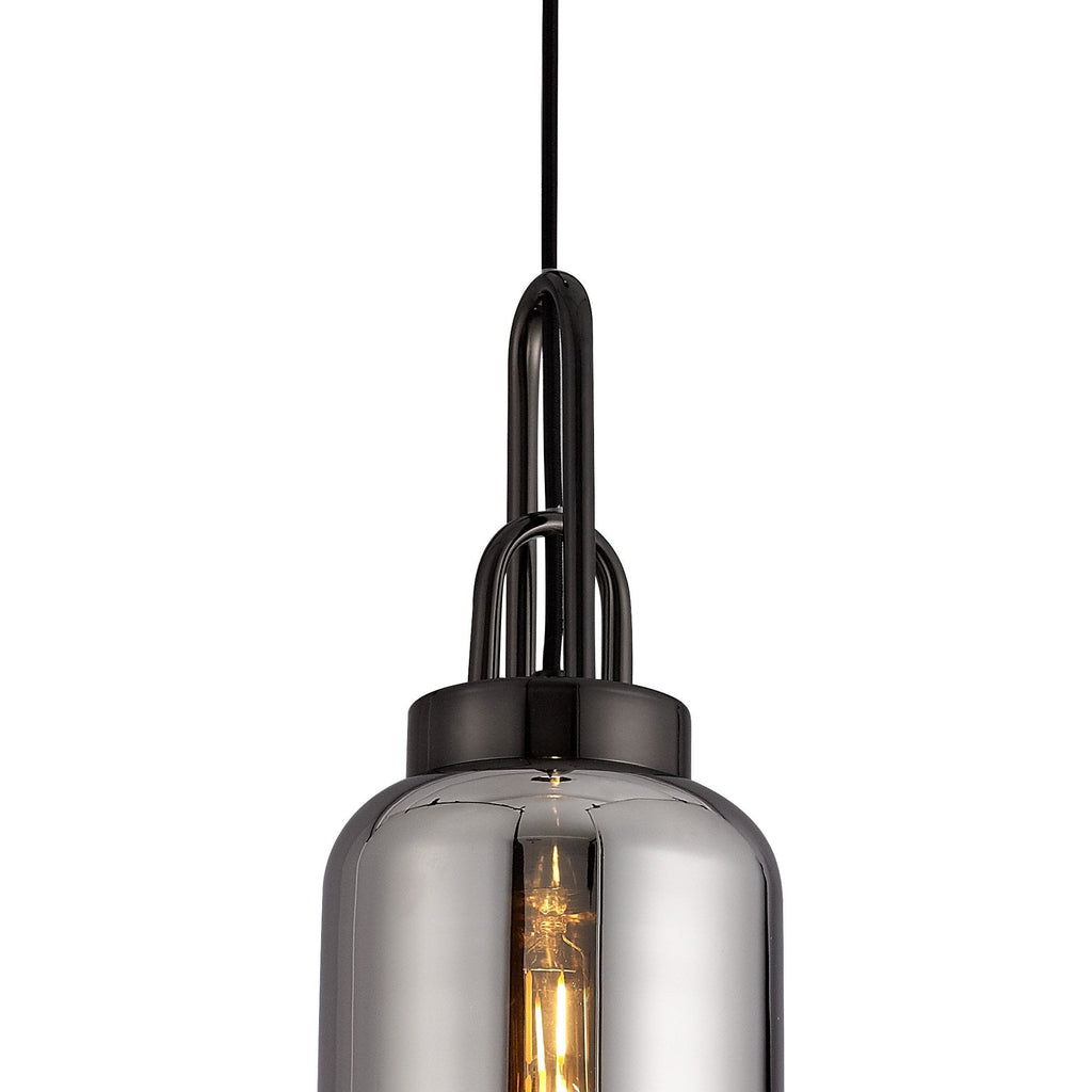 NLK03519 Acme 1 Light Pendant With 30cm Cylinder Glass Black Chrome/Matt Black/Smoked/Clear
