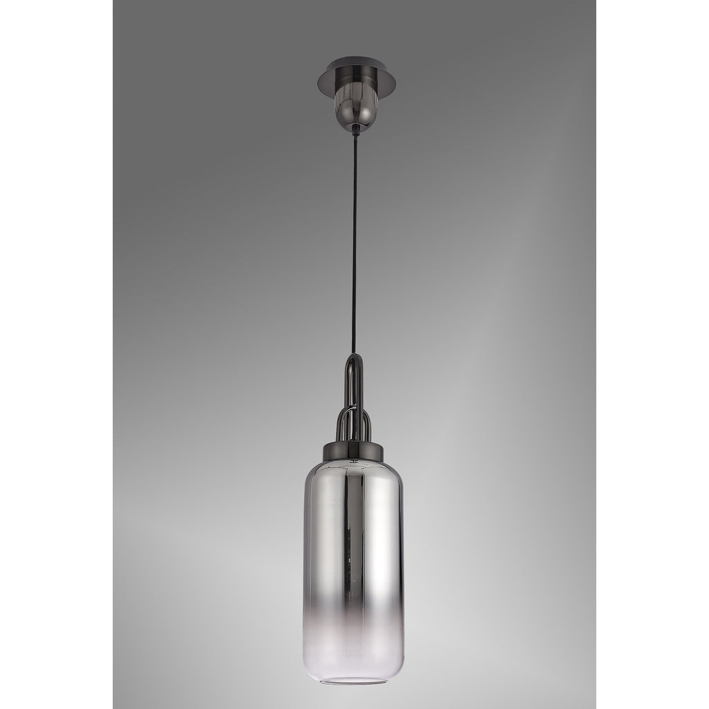 NLK03519 Acme 1 Light Pendant With 30cm Cylinder Glass Black Chrome/Matt Black/Smoked/Clear