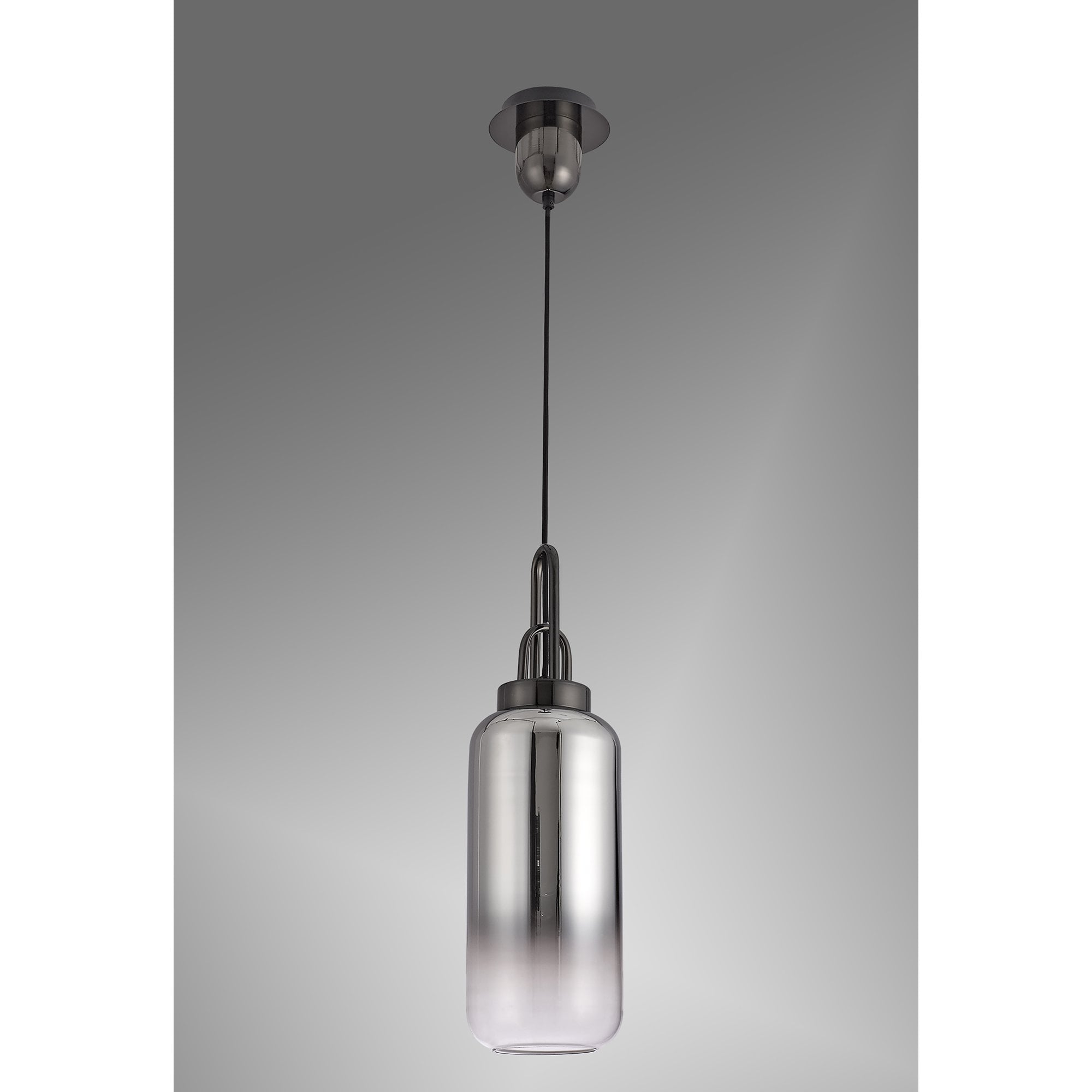 NLK03519 Acme 1 Light Pendant With 30cm Cylinder Glass Black Chrome/Matt Black/Smoked/Clear