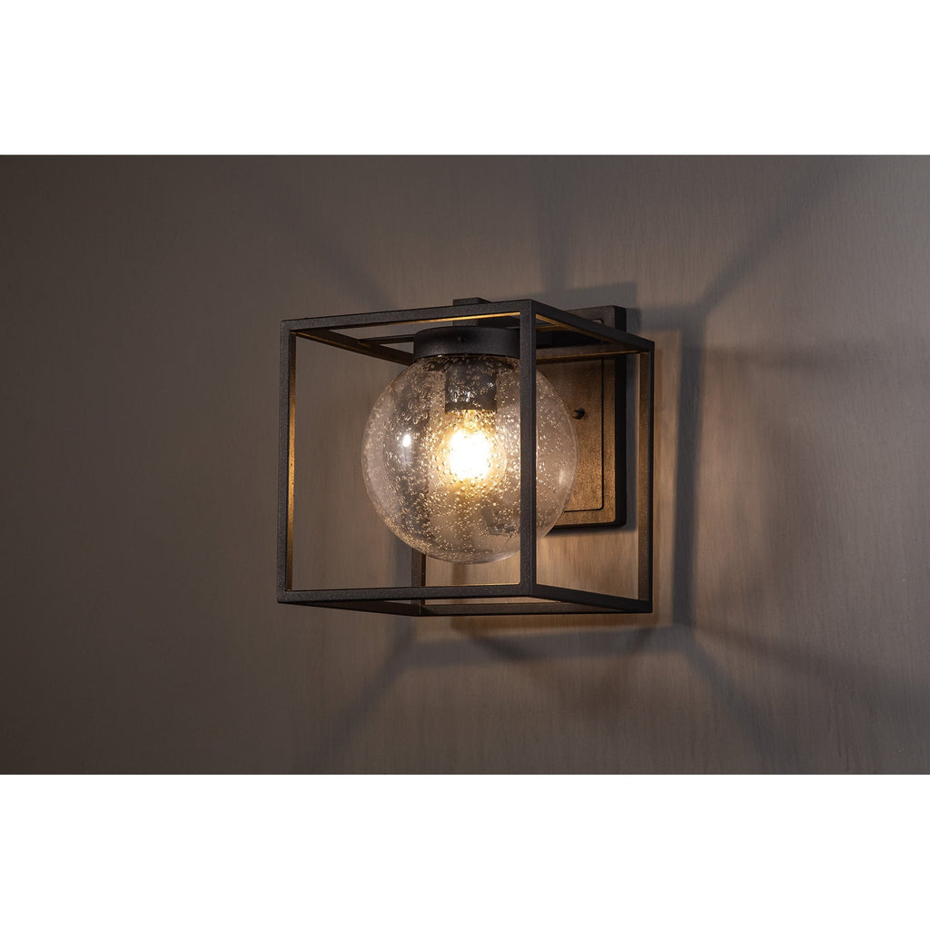 NL77819 Ammer Outdoor Down Wall Lamp 1 Light Anthracite/Clear Seeded Glass