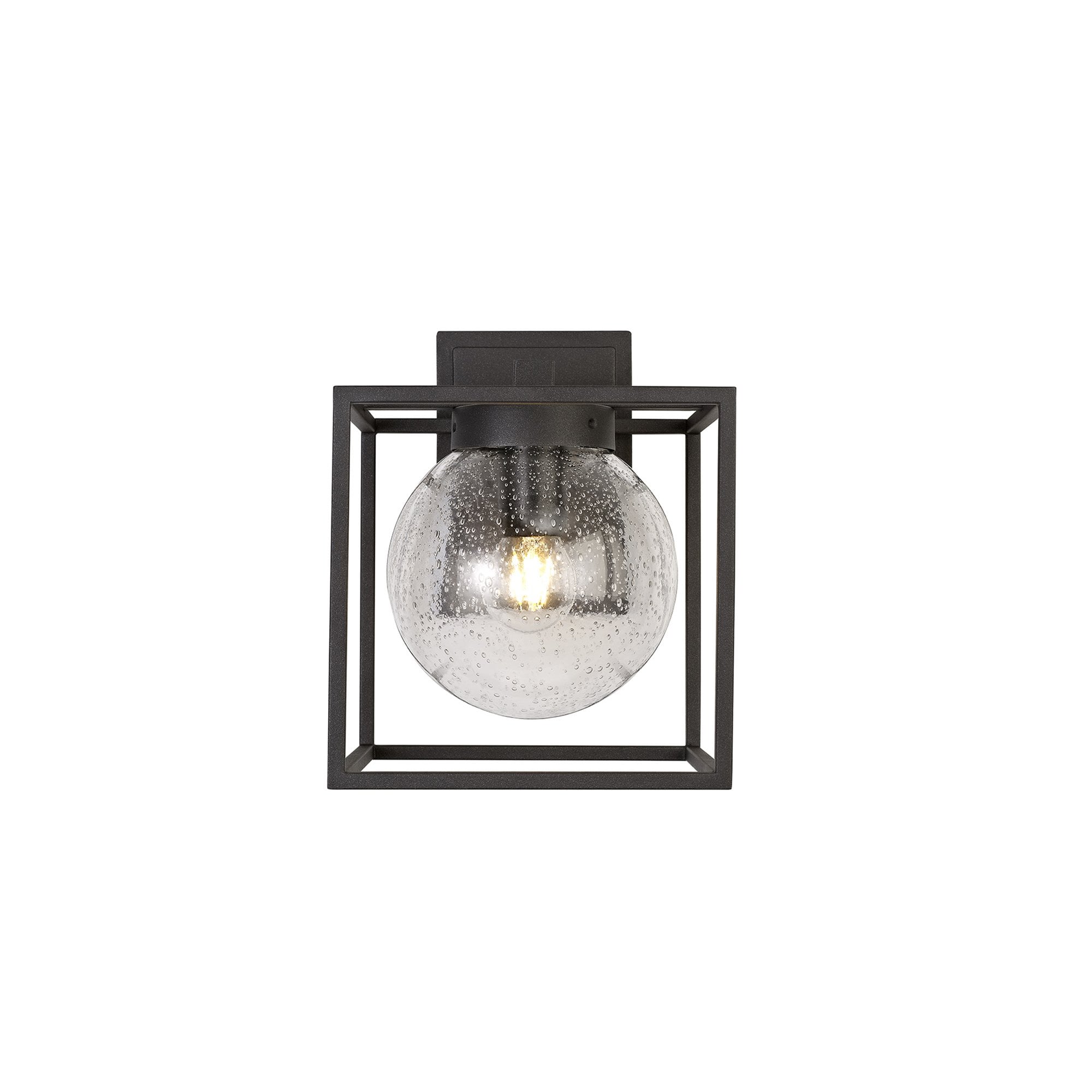 NL77819 Ammer Outdoor Down Wall Lamp 1 Light Anthracite/Clear Seeded Glass
