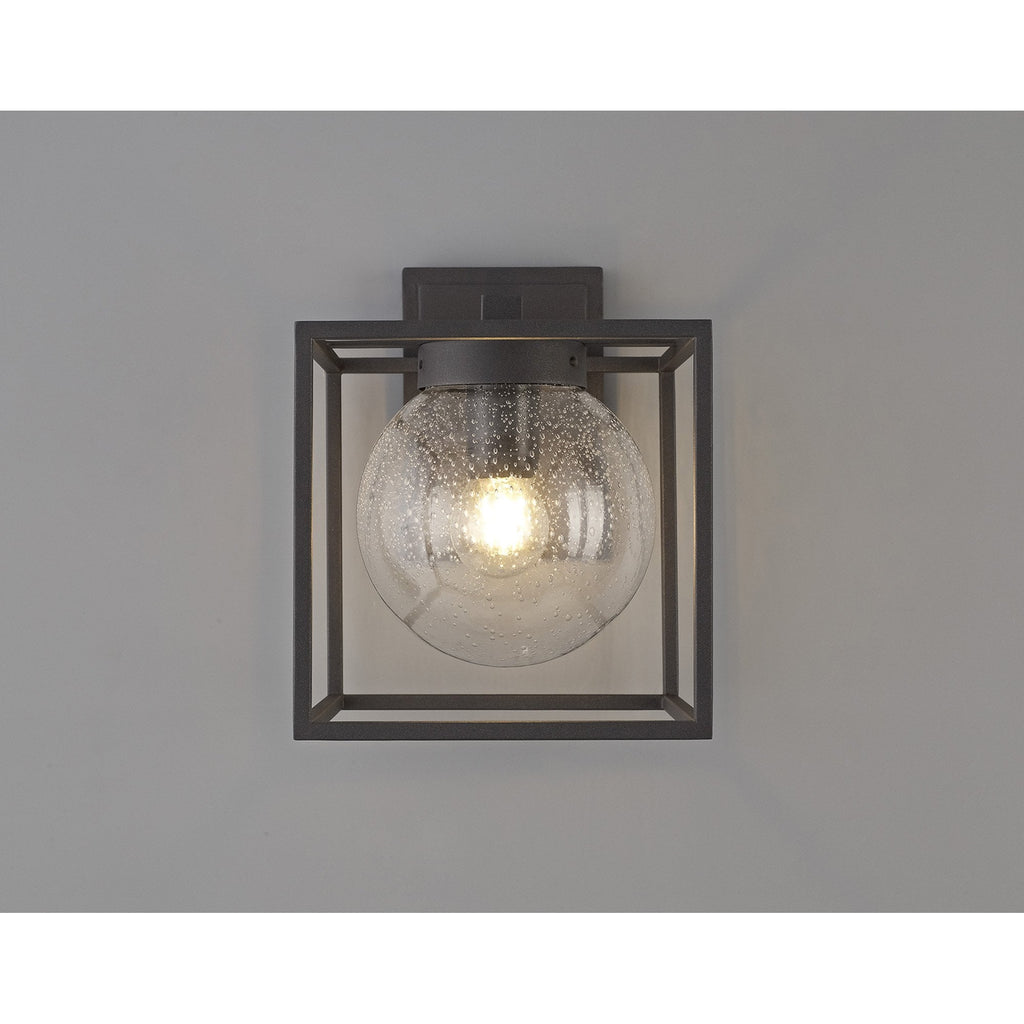 NL77819 Ammer Outdoor Down Wall Lamp 1 Light Anthracite/Clear Seeded Glass