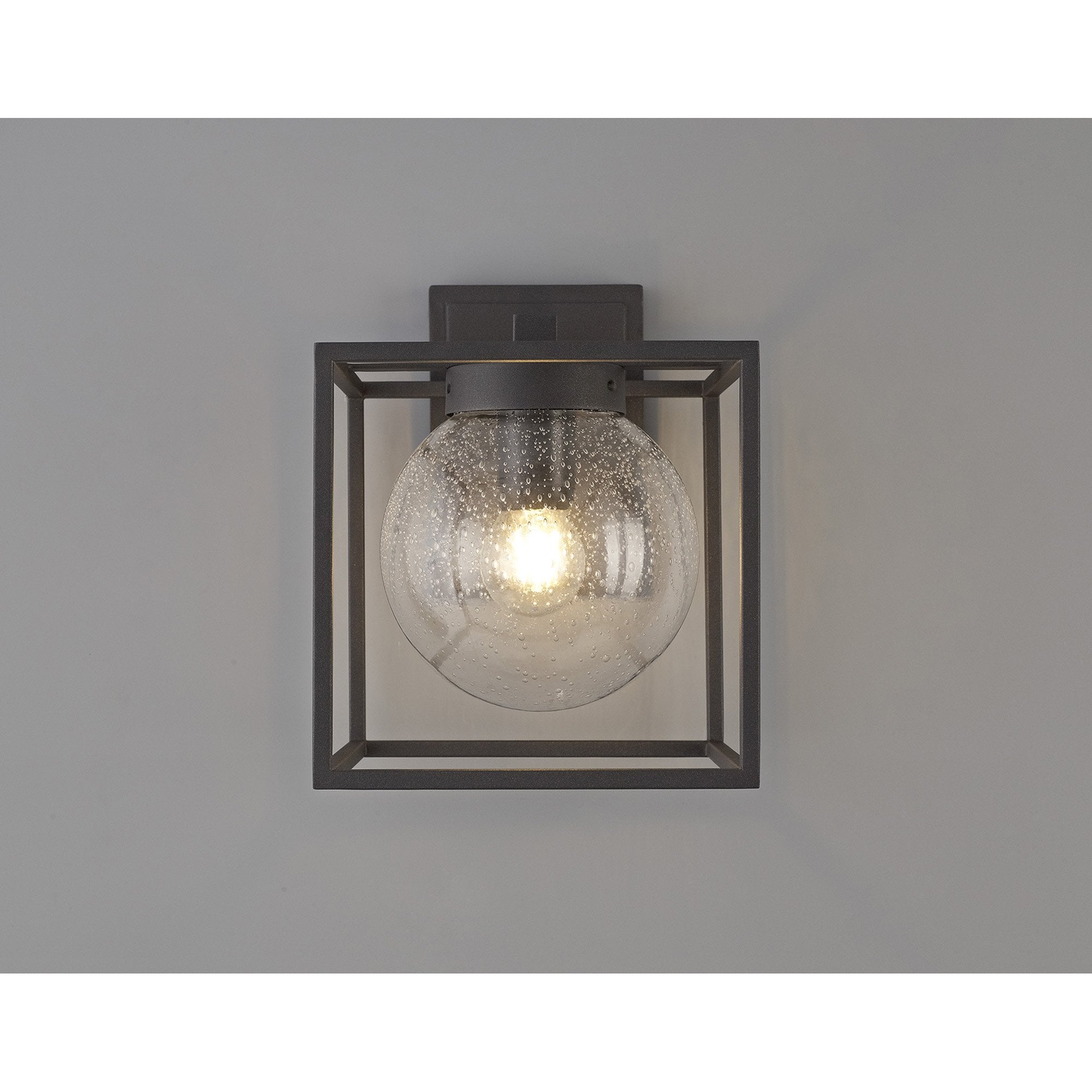 NL77819 Ammer Outdoor Down Wall Lamp 1 Light Anthracite/Clear Seeded Glass