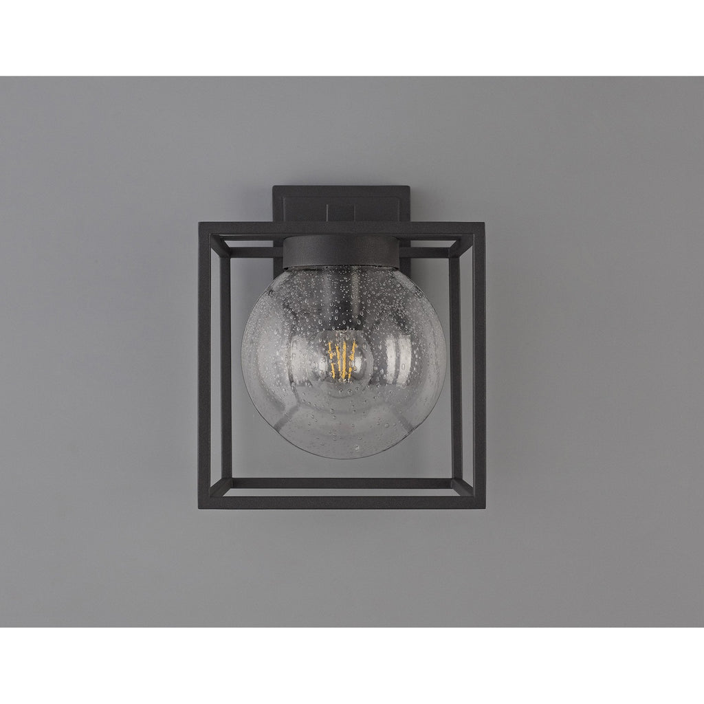 NL77819 Ammer Outdoor Down Wall Lamp 1 Light Anthracite/Clear Seeded Glass
