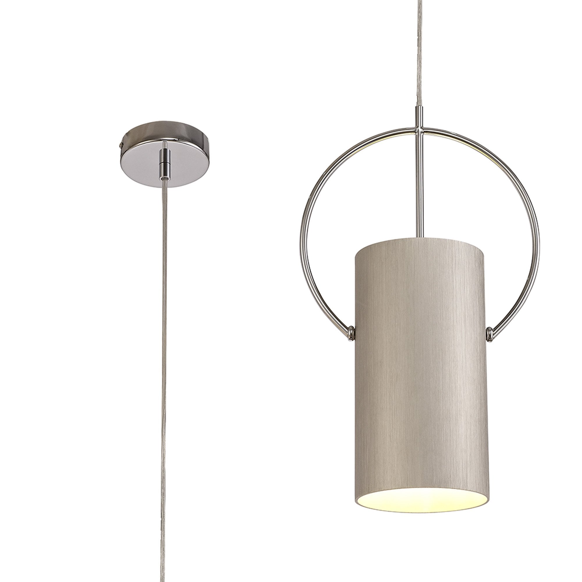 NL74079 Amo Single Pendant Satin Nickel/Polished Chrome