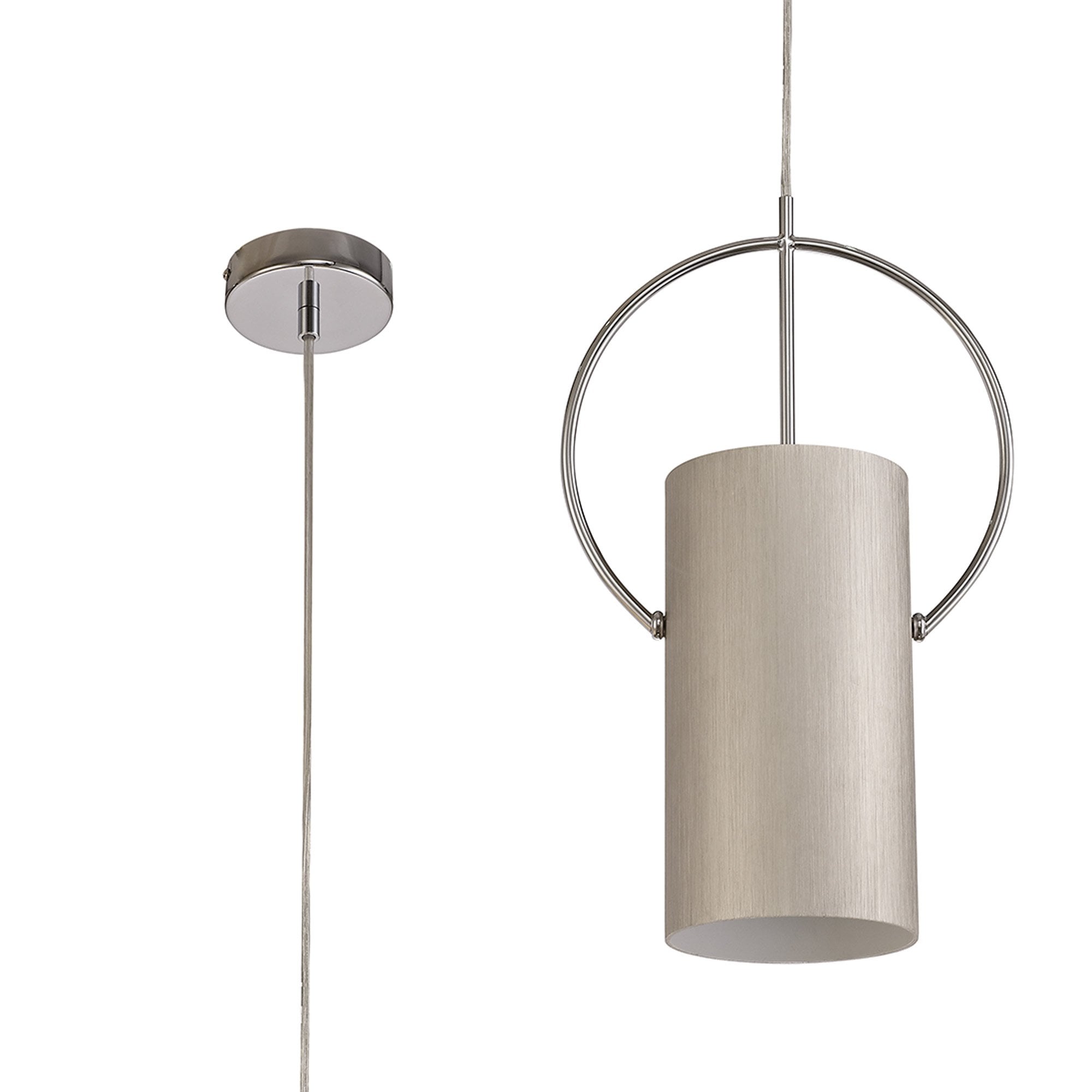 NL74079 Amo Single Pendant Satin Nickel/Polished Chrome