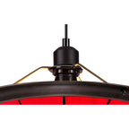 NLK00059 Archie 1 Light Pendant With 35cm Tiffany Shade CRome/Red/Clear Crystal Centre/Aged Antique Brass Trim/Black