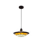 NLK00069 Archie 1 Light Pendant With 35cm Tiffany Shade CRome/Beige/Clear Crystal Centre/Aged Antique Brass Trim/Black