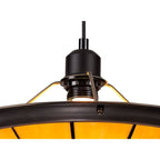 NLK00069 Archie 1 Light Pendant With 35cm Tiffany Shade CRome/Beige/Clear Crystal Centre/Aged Antique Brass Trim/Black