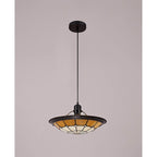 NLK00069 Archie 1 Light Pendant With 35cm Tiffany Shade CRome/Beige/Clear Crystal Centre/Aged Antique Brass Trim/Black