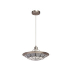 NLK00099 Archie 1 Light Pendant With 35cm Tiffany Shade CRome/Grey/Crystal Centre/Satin Nickel Brass Trim/Satin Nickel