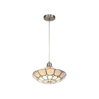 NLK00099 Archie 1 Light Pendant With 35cm Tiffany Shade CRome/Grey/Crystal Centre/Satin Nickel Brass Trim/Satin Nickel