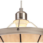 NLK00099 Archie 1 Light Pendant With 35cm Tiffany Shade CRome/Grey/Crystal Centre/Satin Nickel Brass Trim/Satin Nickel
