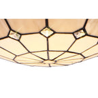 NLK00099 Archie 1 Light Pendant With 35cm Tiffany Shade CRome/Grey/Crystal Centre/Satin Nickel Brass Trim/Satin Nickel