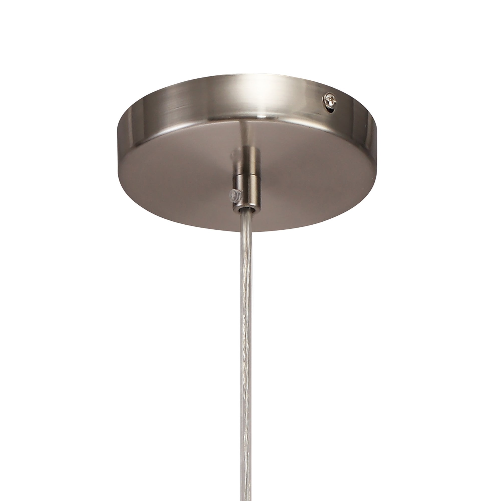 NLK00099 Archie 1 Light Pendant With 35cm Tiffany Shade CRome/Grey/Crystal Centre/Satin Nickel Brass Trim/Satin Nickel