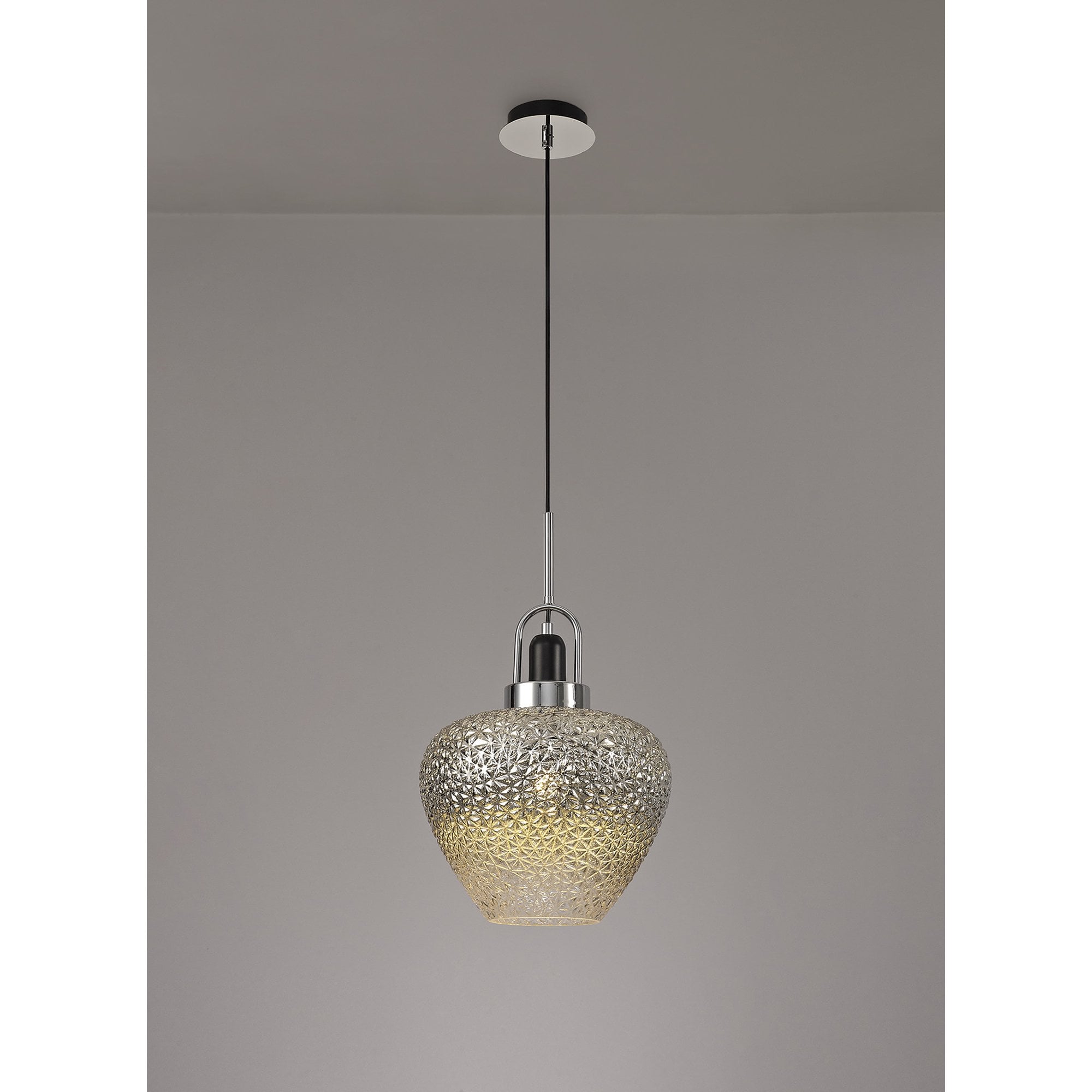 NL74429 Asteroid Pendant Black Smoke & Clear/Polished Chrome