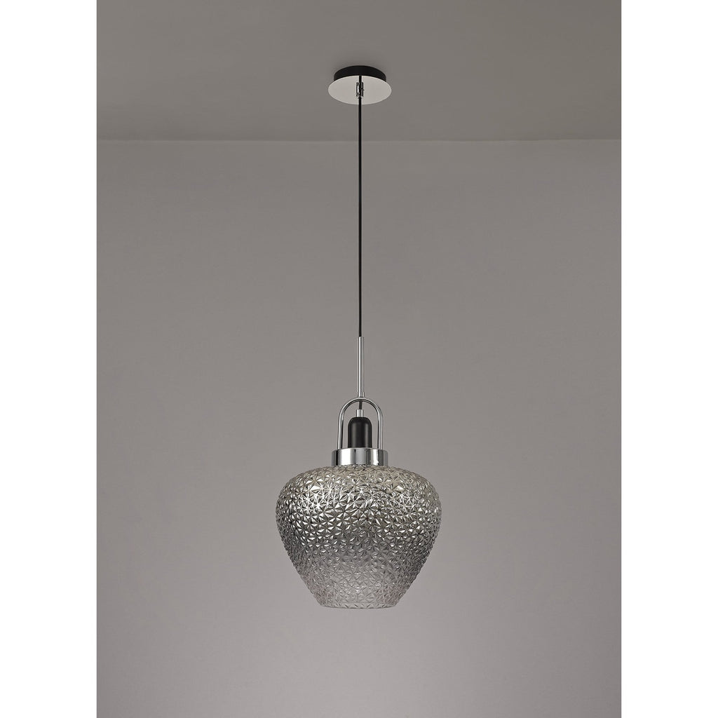 NL74429 Asteroid Pendant Black Smoke & Clear/Polished Chrome