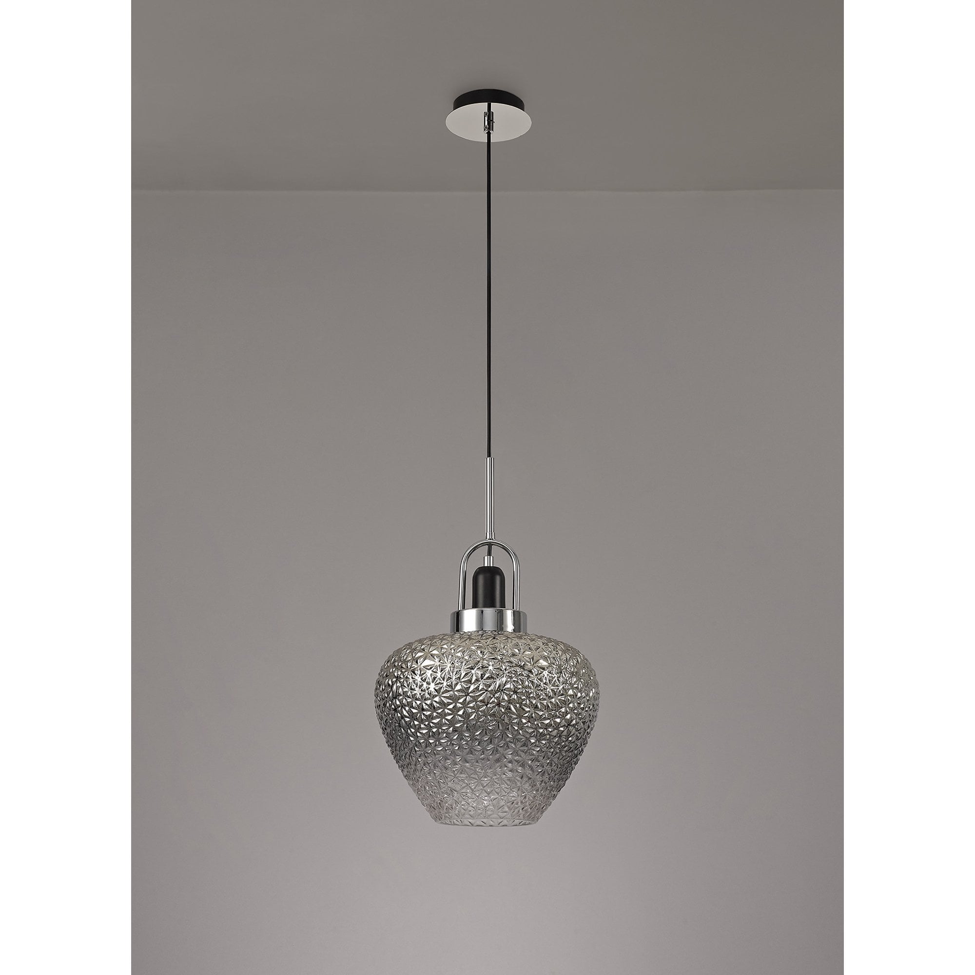NL74429 Asteroid Pendant Black Smoke & Clear/Polished Chrome