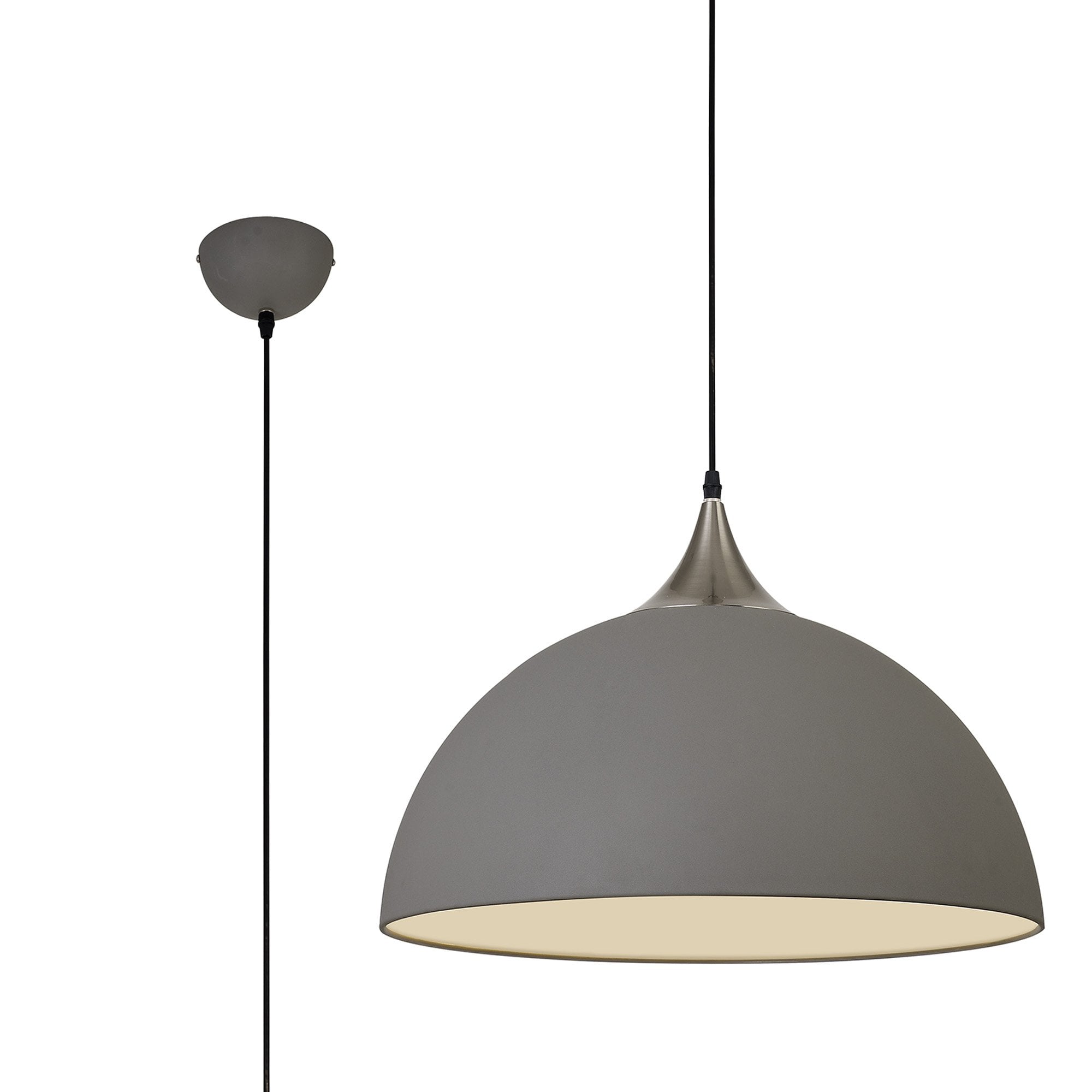 NL81999 Ava 50cm Large Pendant Sand Grey/Satin Nickel