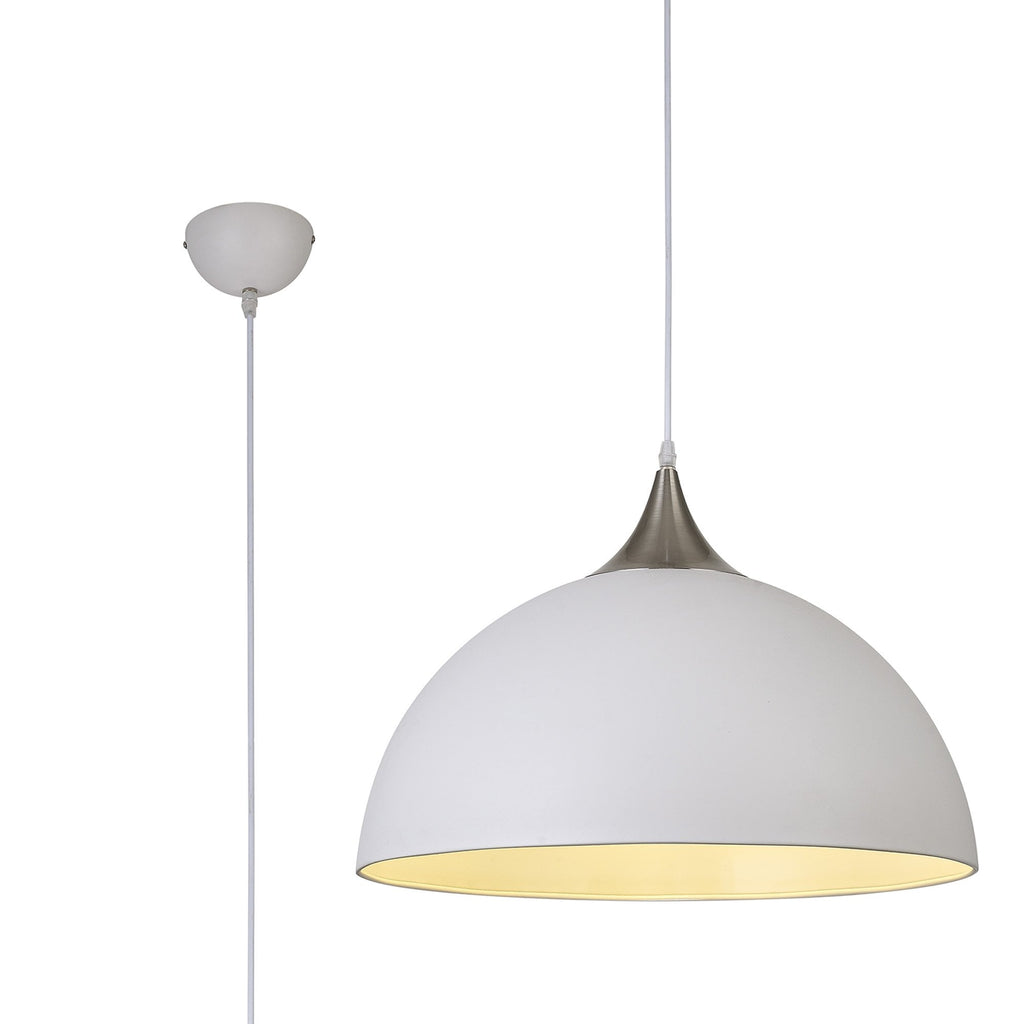 NL82009 Ava 50cm Large Pendant Sand White/Satin Nickel