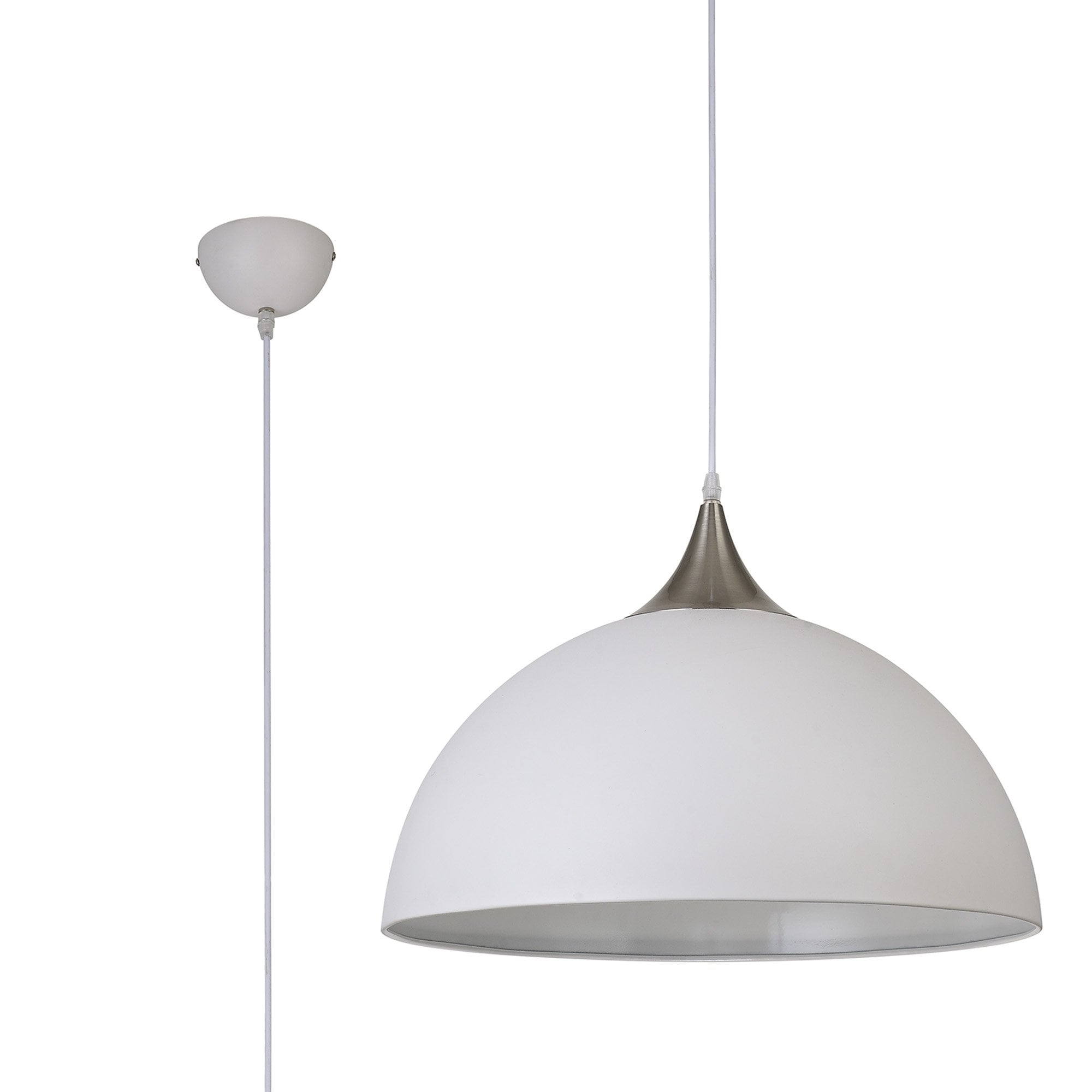 NL82009 Ava 50cm Large Pendant Sand White/Satin Nickel