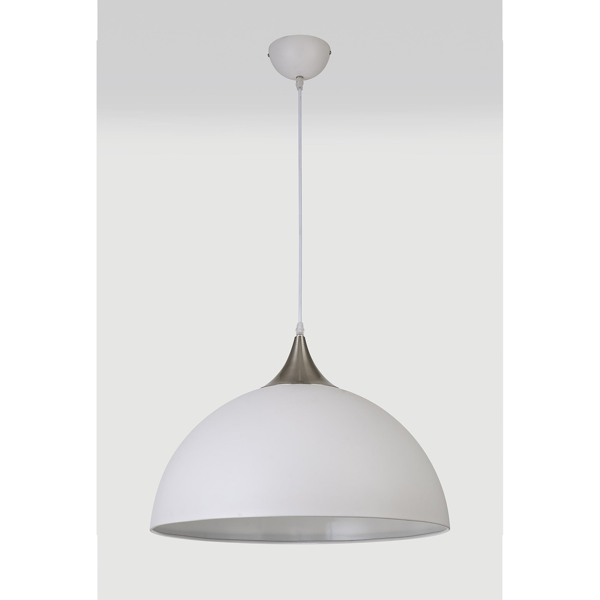 NL82009 Ava 50cm Large Pendant Sand White/Satin Nickel