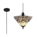 NLK00109 Azure 1 Light Up Lighter Pendant With 30cm Tiffany Shade White/Grey/Black/Clear Crystal