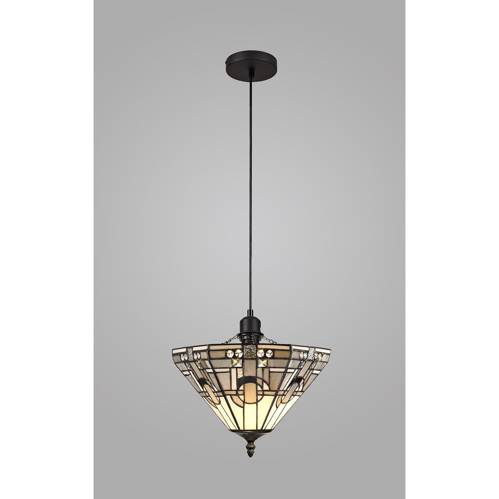 NLK00109 Azure 1 Light Up Lighter Pendant With 30cm Tiffany Shade White/Grey/Black/Clear Crystal