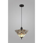NLK00109 Azure 1 Light Up Lighter Pendant With 30cm Tiffany Shade White/Grey/Black/Clear Crystal