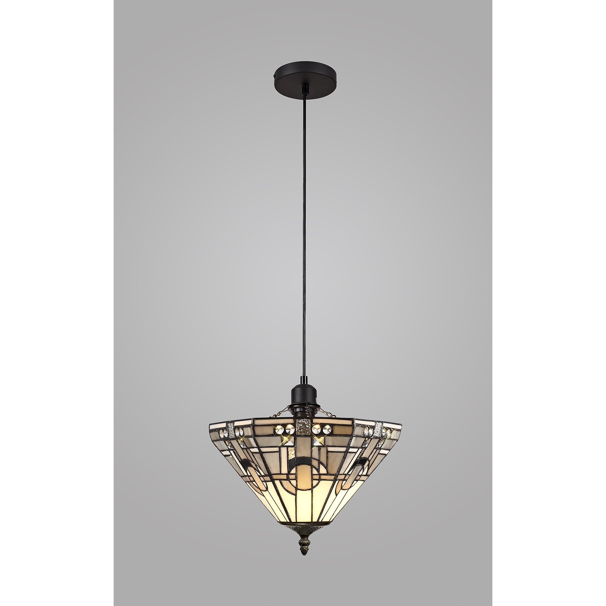 NLK00109 Azure 1 Light Up Lighter Pendant With 30cm Tiffany Shade White/Grey/Black/Clear Crystal