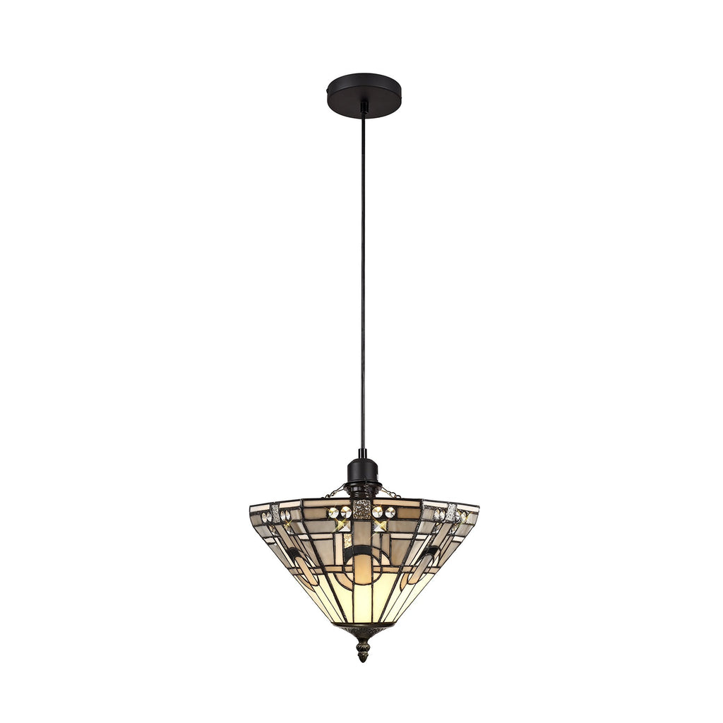 NLK00109 Azure 1 Light Up Lighter Pendant With 30cm Tiffany Shade White/Grey/Black/Clear Crystal