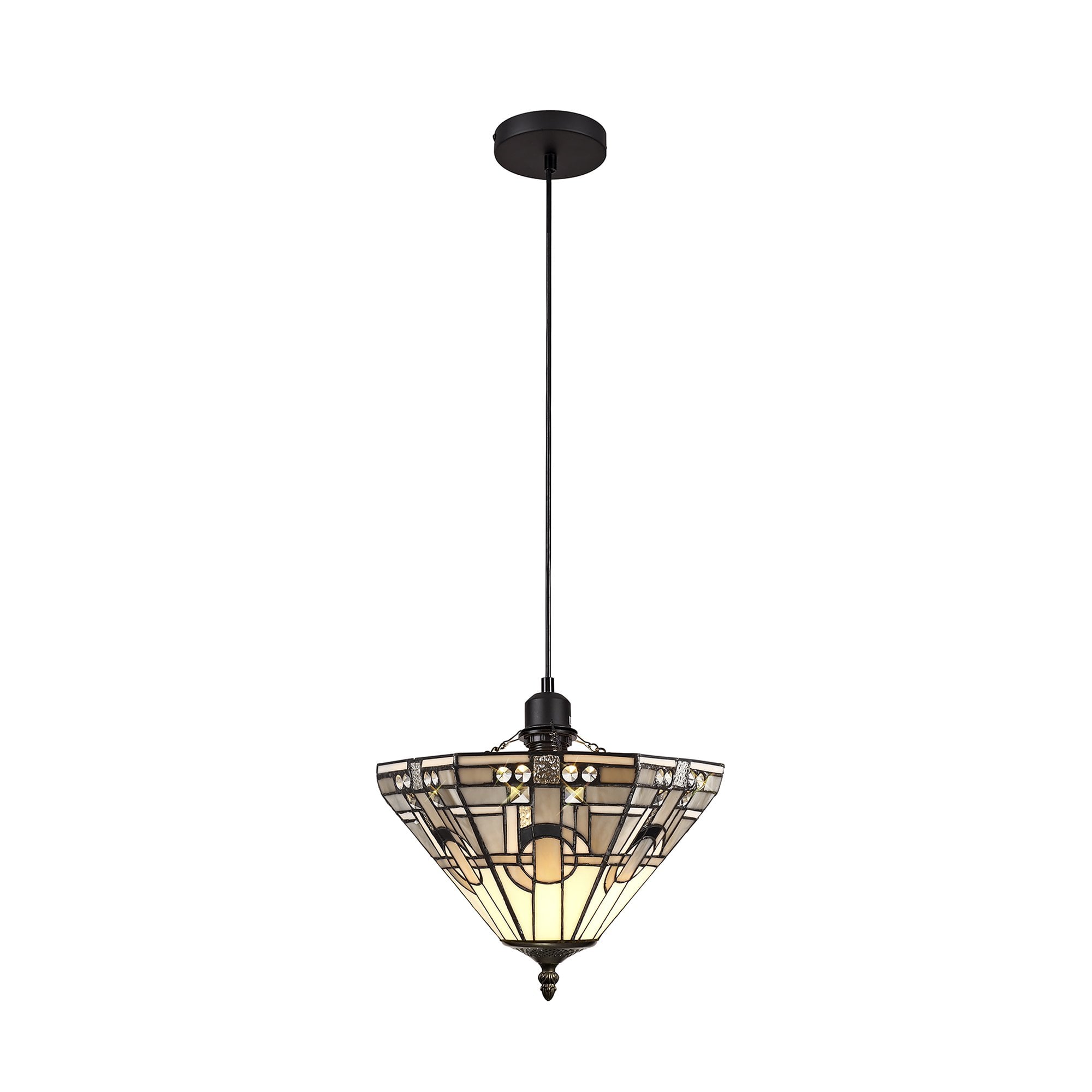 NLK00109 Azure 1 Light Up Lighter Pendant With 30cm Tiffany Shade White/Grey/Black/Clear Crystal