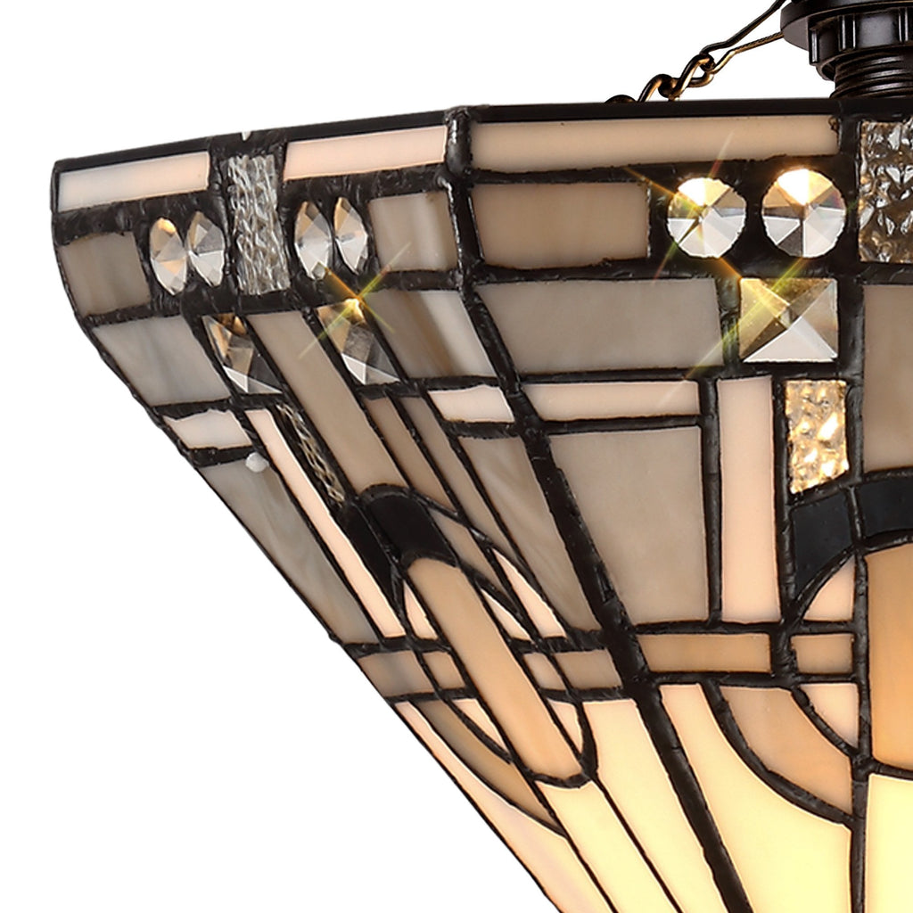 NLK00109 Azure 1 Light Up Lighter Pendant With 30cm Tiffany Shade White/Grey/Black/Clear Crystal