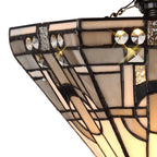 NLK00109 Azure 1 Light Up Lighter Pendant With 30cm Tiffany Shade White/Grey/Black/Clear Crystal