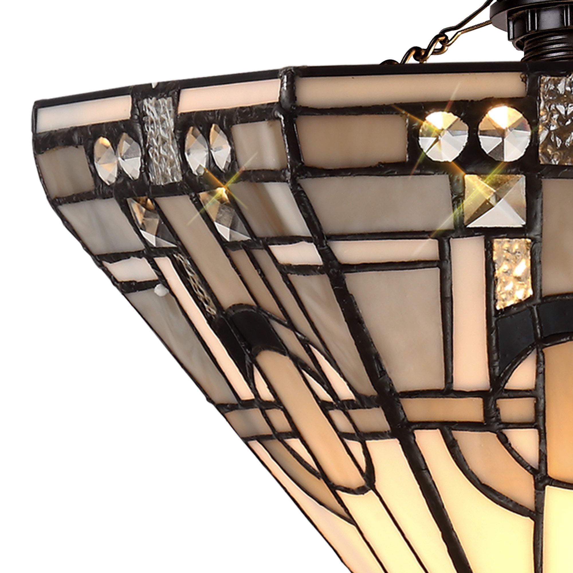 NLK00109 Azure 1 Light Up Lighter Pendant With 30cm Tiffany Shade White/Grey/Black/Clear Crystal