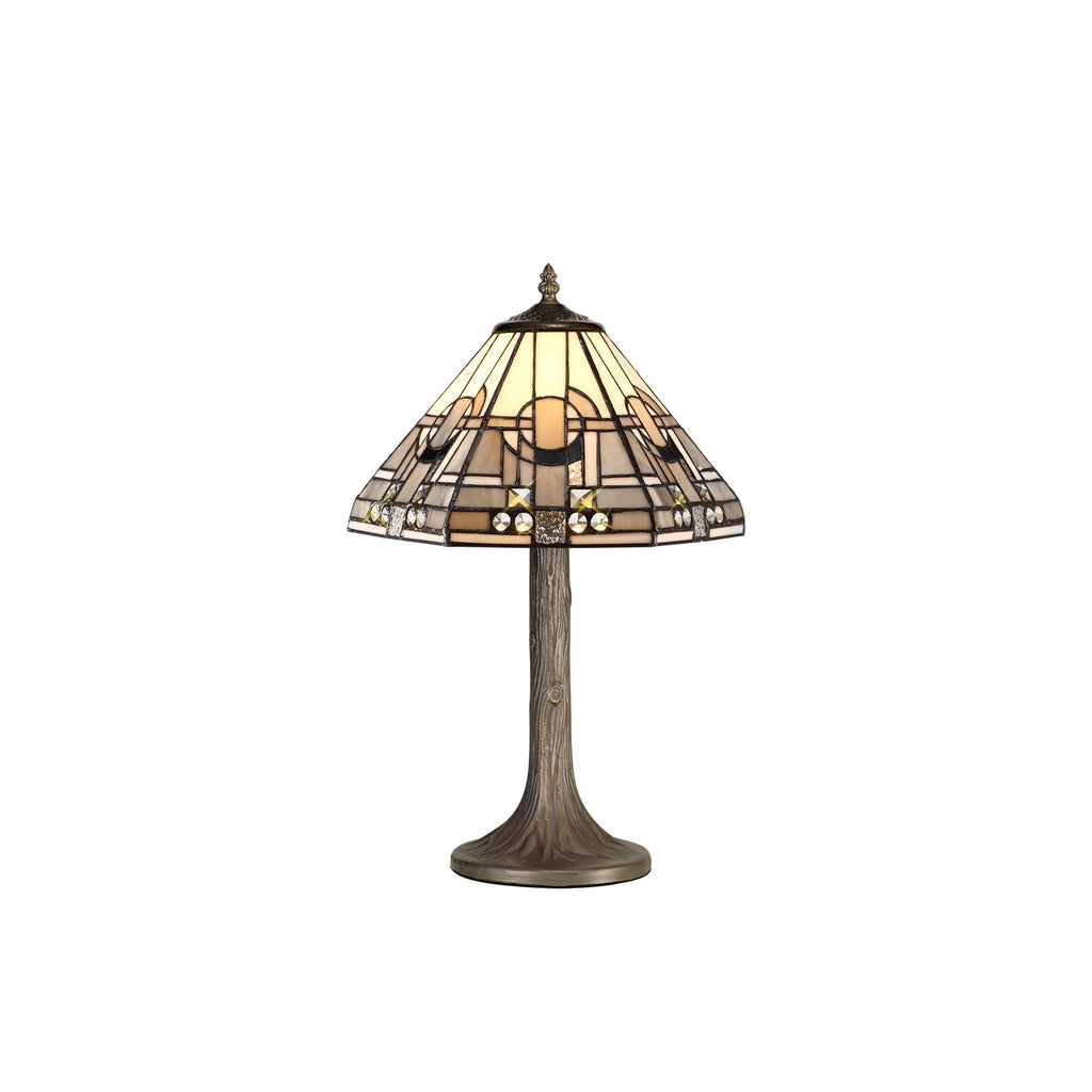 NLK00119 Azure 1 Light Tree Like Table Lamp With 30cm Tiffany Shade White/Grey/Black/Clear Crystal/Aged Antique Brass