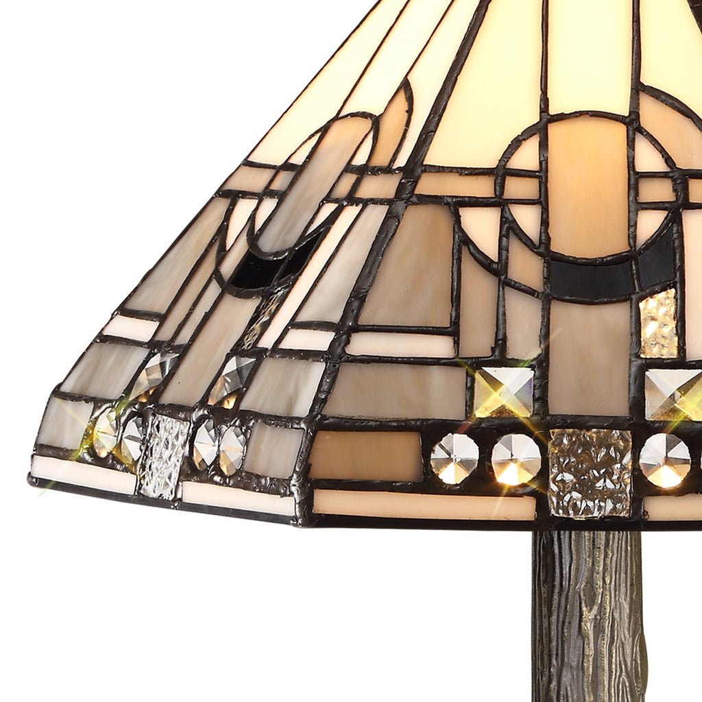 NLK00119 Azure 1 Light Tree Like Table Lamp With 30cm Tiffany Shade White/Grey/Black/Clear Crystal/Aged Antique Brass