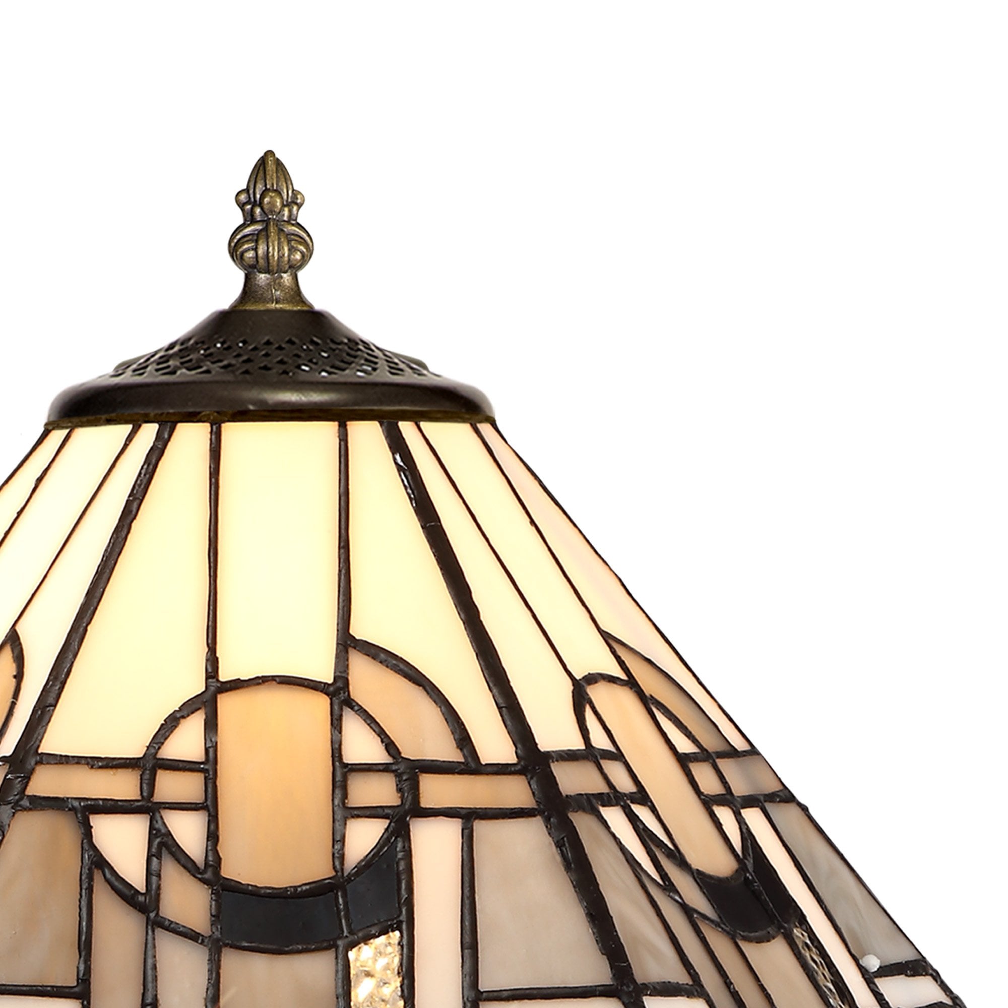 NLK00119 Azure 1 Light Tree Like Table Lamp With 30cm Tiffany Shade White/Grey/Black/Clear Crystal/Aged Antique Brass