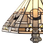 NLK00129 Azure 1 Light Curved Table Lamp With 30cm Tiffany Shade White/Grey/Black/Clear Crystal/Aged Antique Brass