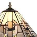 NLK00129 Azure 1 Light Curved Table Lamp With 30cm Tiffany Shade White/Grey/Black/Clear Crystal/Aged Antique Brass