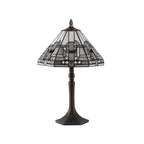 NLK00139 Azure 1 Light Octagonal Table Lamp With 30cm Tiffany Shade White/Grey/Black/Clear Crystal/Aged Antique Brass