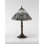 NLK00139 Azure 1 Light Octagonal Table Lamp With 30cm Tiffany Shade White/Grey/Black/Clear Crystal/Aged Antique Brass