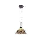 NLK00149 Azure 1 Light Down Lighter Pendant With 30cm Tiffany Shade White/Grey/Black/Clear Crystal/Aged Antique Brass