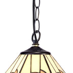 NLK00149 Azure 1 Light Down Lighter Pendant With 30cm Tiffany Shade White/Grey/Black/Clear Crystal/Aged Antique Brass