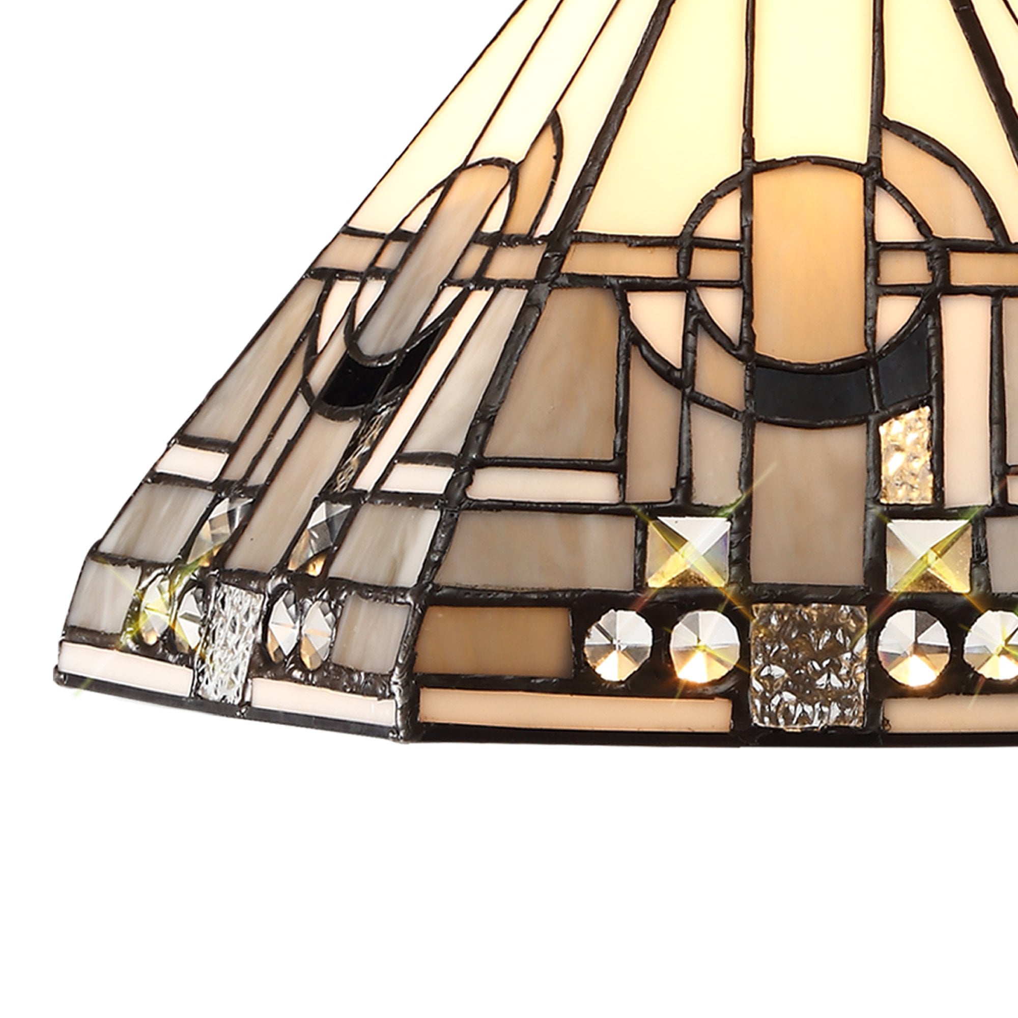 NLK00149 Azure 1 Light Down Lighter Pendant With 30cm Tiffany Shade White/Grey/Black/Clear Crystal/Aged Antique Brass