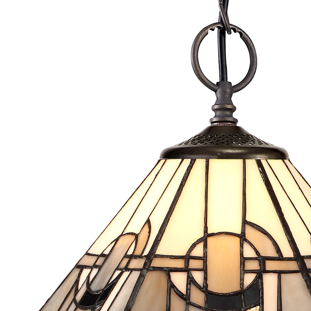 NLK00159 Azure 2 Light Down Lighter Pendant With 30cm Tiffany Shade White/Grey/Black/Clear Crystal/Aged Antique Brass