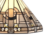 NLK00159 Azure 2 Light Down Lighter Pendant With 30cm Tiffany Shade White/Grey/Black/Clear Crystal/Aged Antique Brass