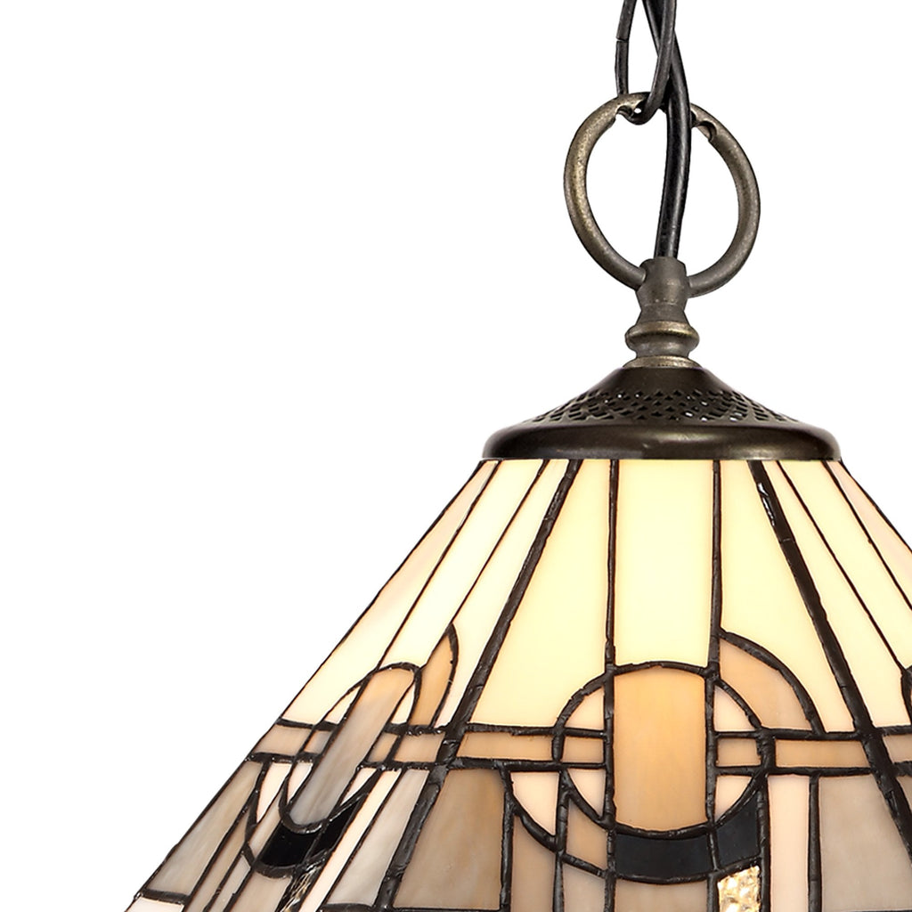 NLK00169 Azure 3 Light Down Lighter Pendant With 30cm Tiffany Shade White/Grey/Black/Clear Crystal/Aged Antique Brass